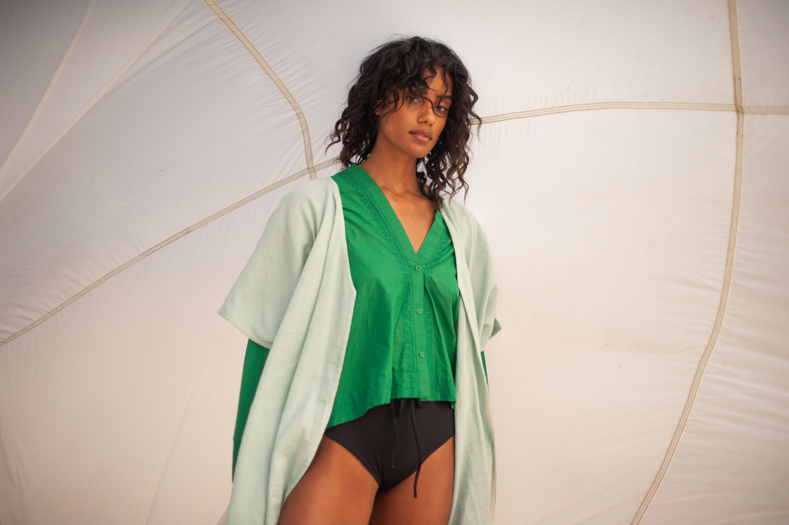 la mericaine kaftan uni vert 17