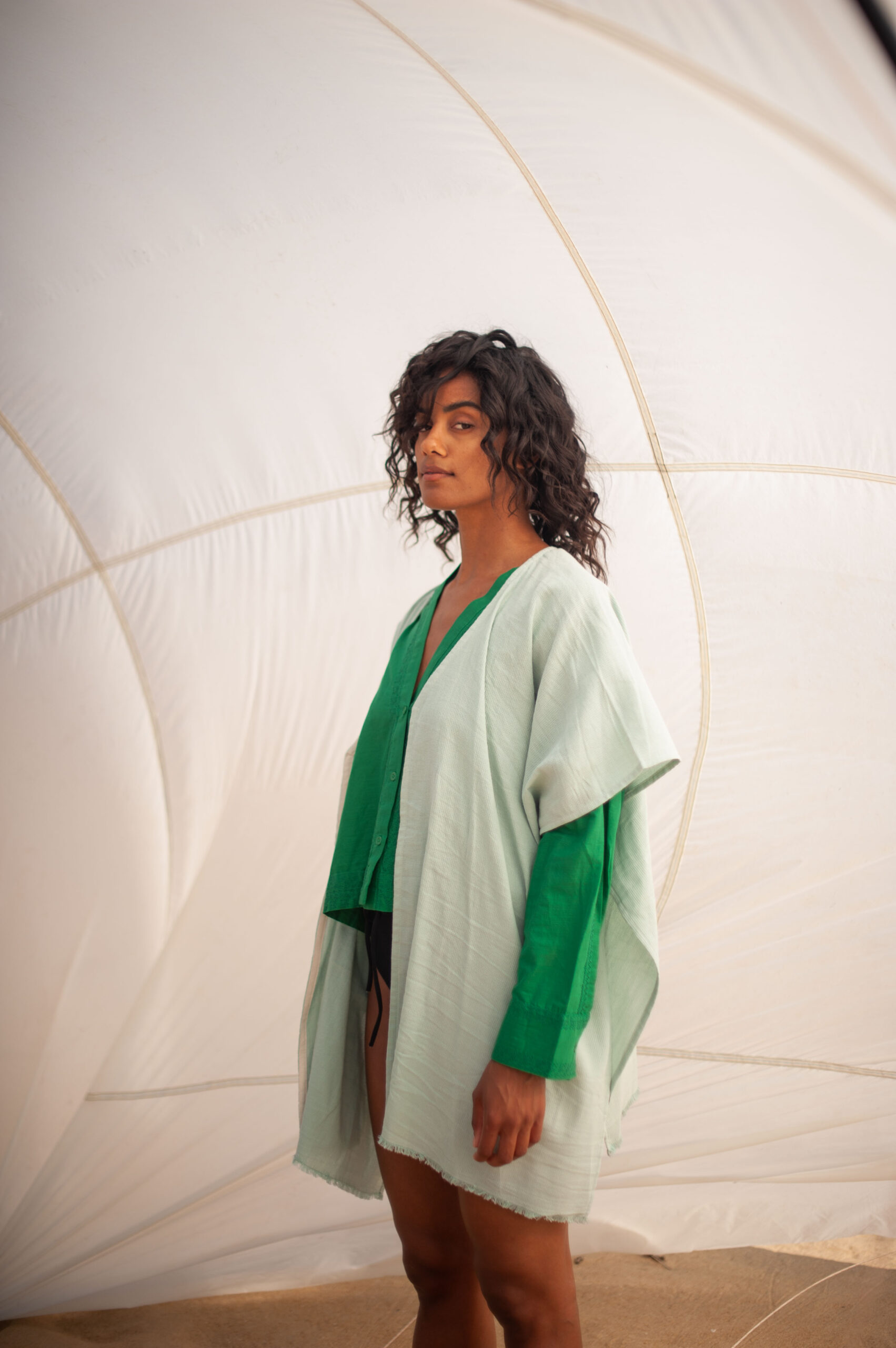 la mericaine kaftan uni vert 6